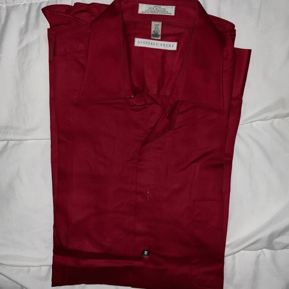 Geoffrey Beene deep maroon satten shirt size 16.5 NEW - Picture 2 of 3